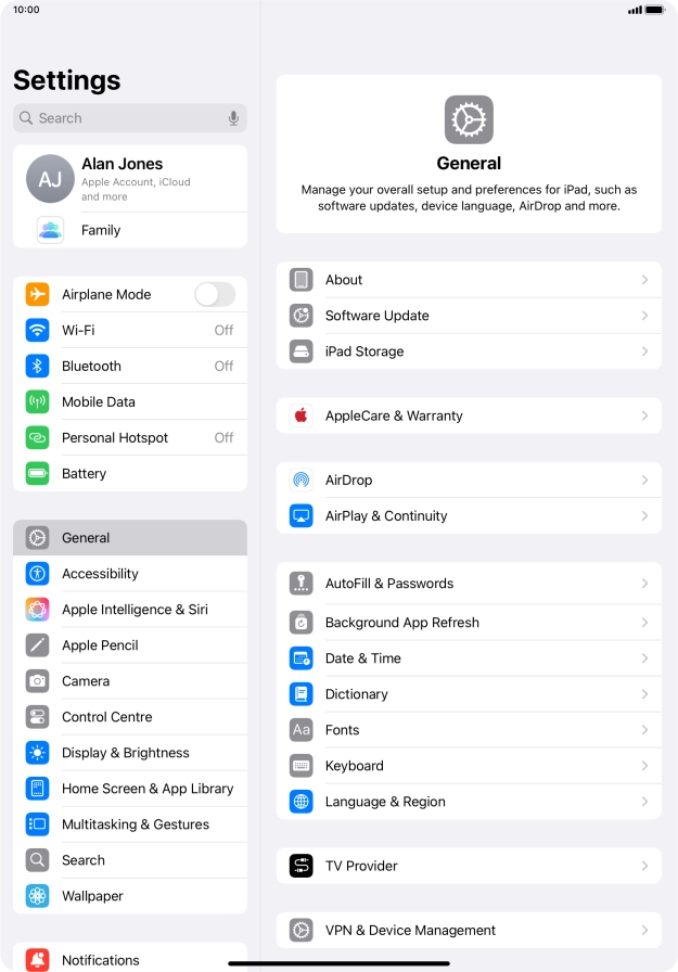Press Mobile Data.