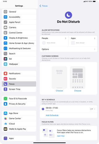 Press People and follow the instructions on the screen to select which contacts you would like to receive calls and notifications from when Do Not Disturb is turned on.