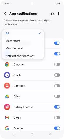 Press the required setting.
