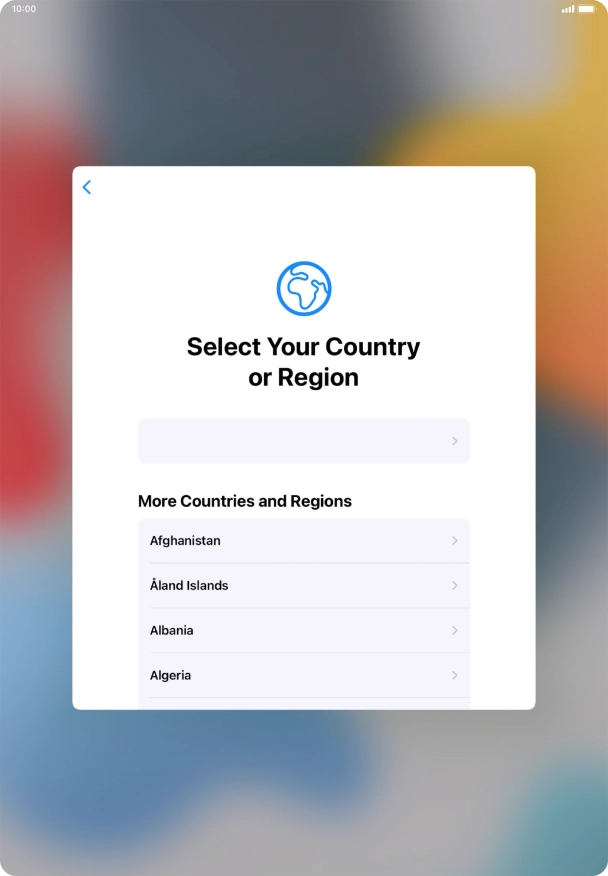 Press the required country or area.