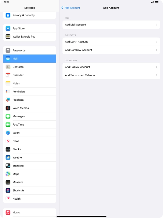Press Add Mail Account.