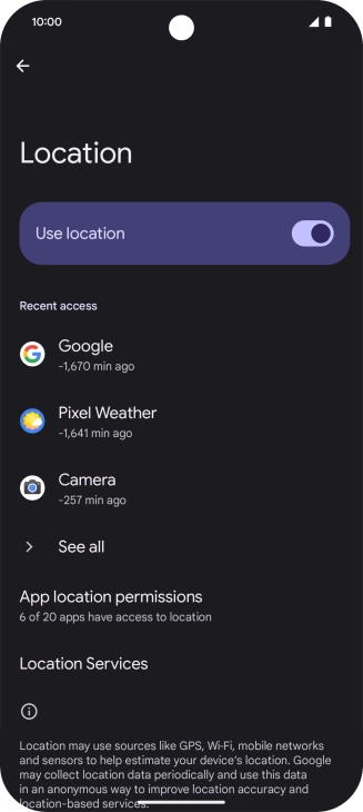 Press App location permissions.