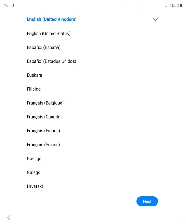 Press the required language.