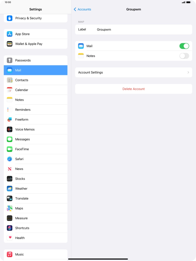 Press Account Settings.