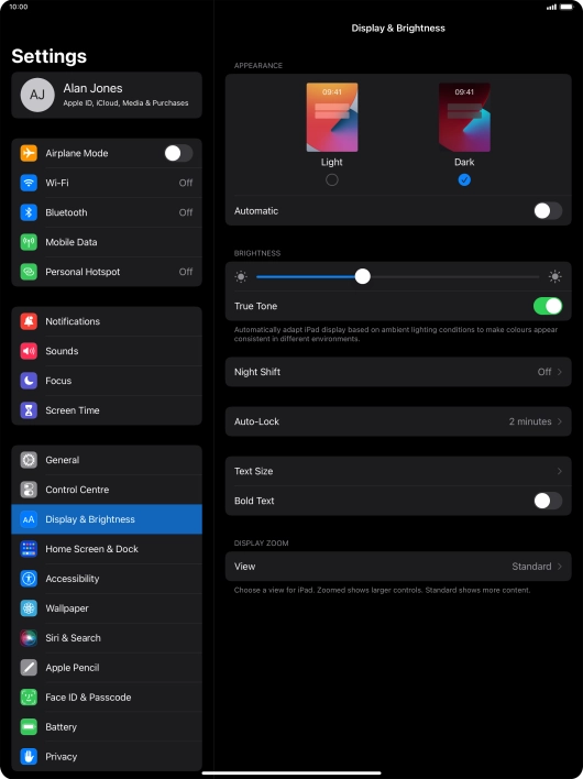 Press the indicator next to 