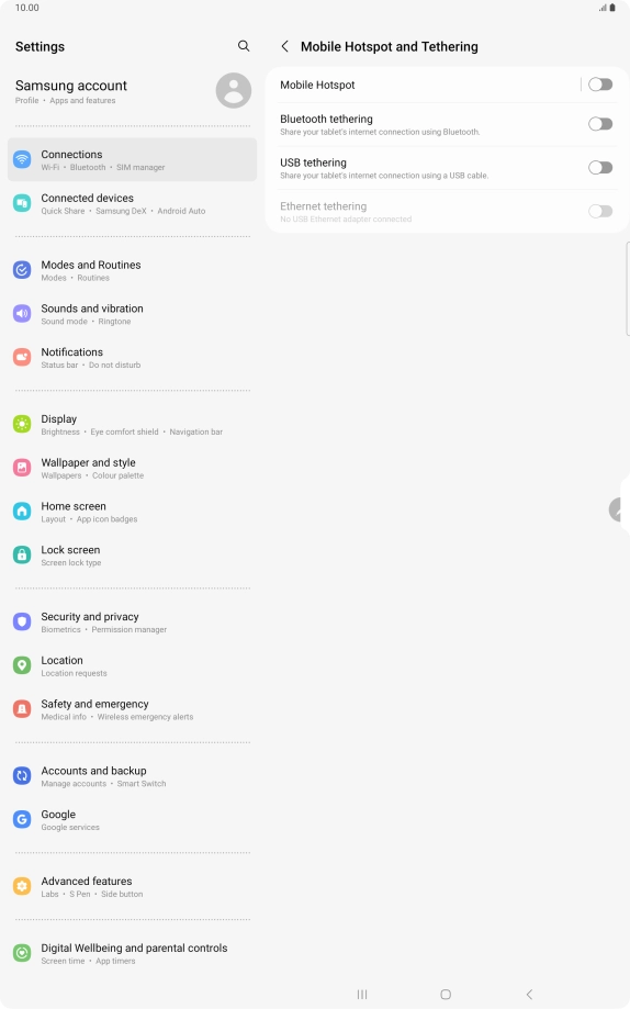Press Mobile Hotspot.