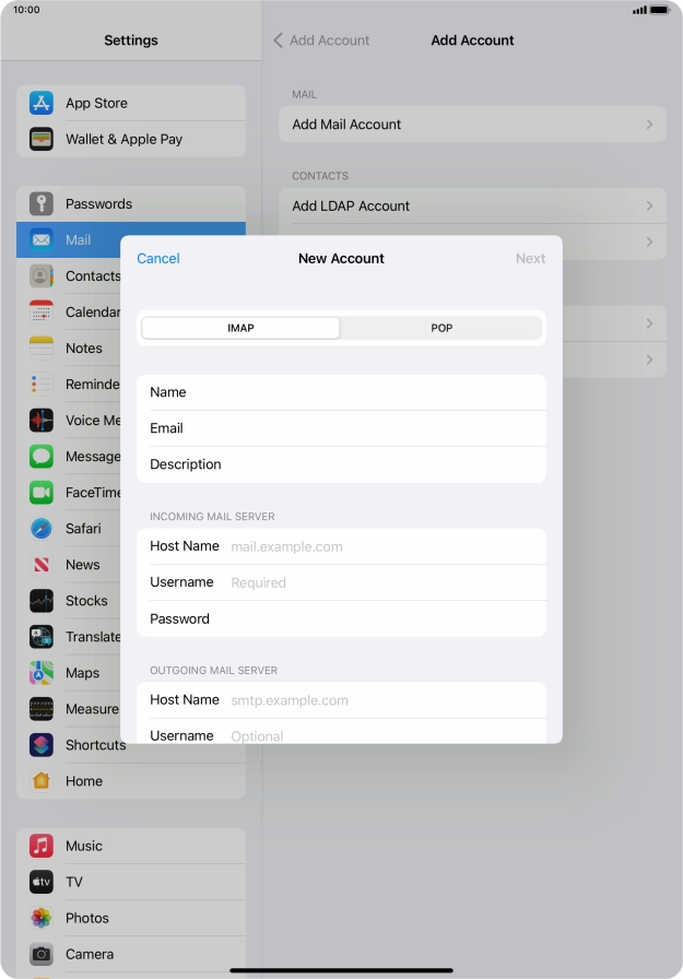 Press IMAP.