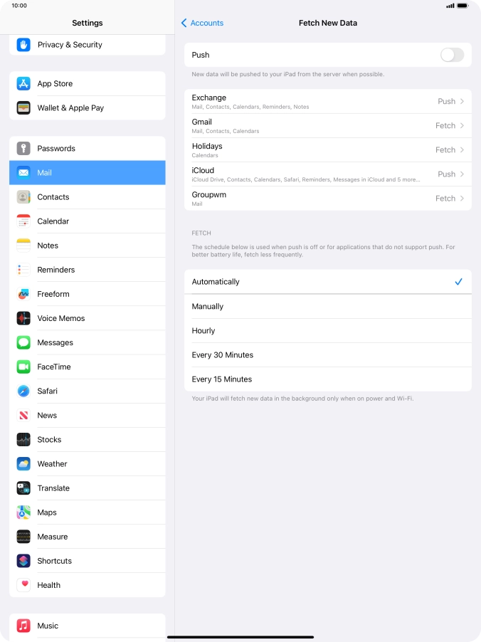 If you turn off the function, press the required setting.