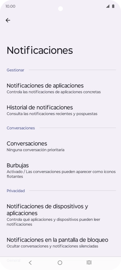 Pulsa Notificaciones de aplicaciones.