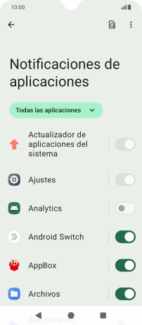 Pulsa el indicador junto a las apps deseadas para activar o desactivar la función.