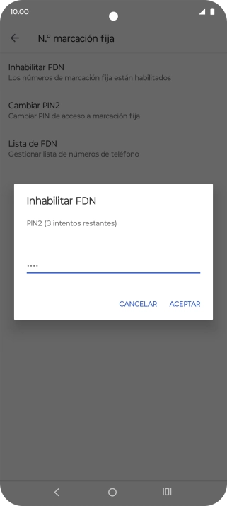 Introduce el código PIN2 y pulsa ACEPTAR.