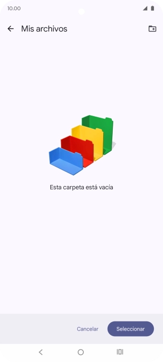 Si deseas crear una nueva carpeta, pulsa el icono de nueva carpeta y sigue las indicaciones de la pantalla para crearla.