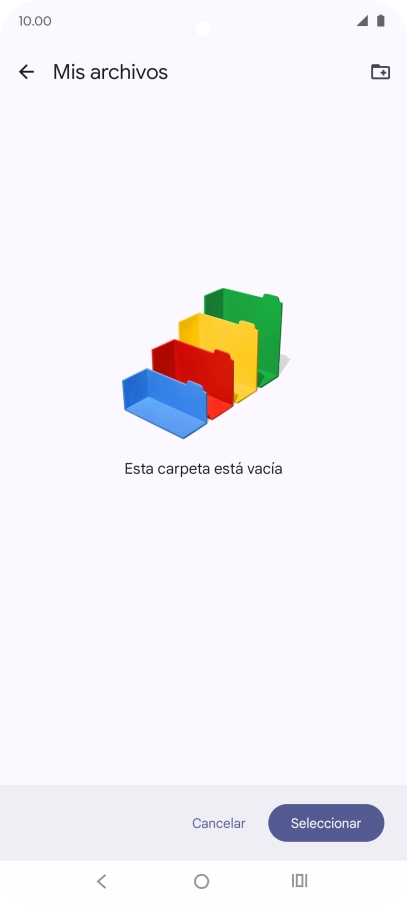 Si deseas crear una nueva carpeta, pulsa el icono de nueva carpeta y sigue las indicaciones de la pantalla para crearla.