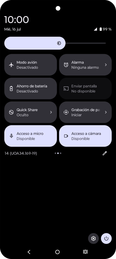 Pulsa el icono de modo de avión para activar o desactivar la función.