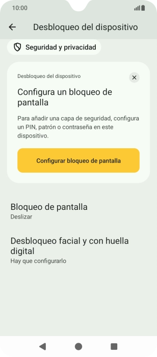 Pulsa Desbloqueo facial y con huella dactilar.