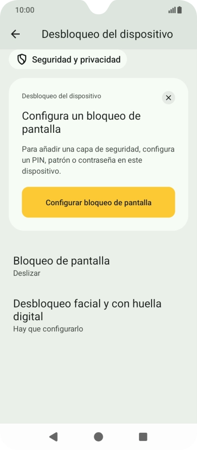 Pulsa Desbloqueo facial y con huella dactilar.