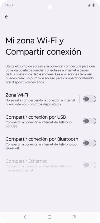 Pulsa Zona Wi-Fi.