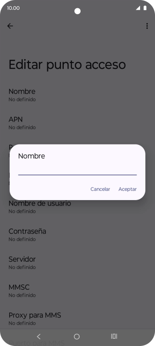 Introduce Vodafone Internet y pulsa Aceptar.