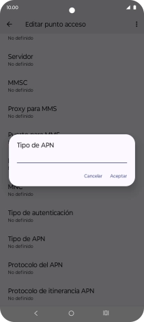 Introduce default y pulsa Aceptar.