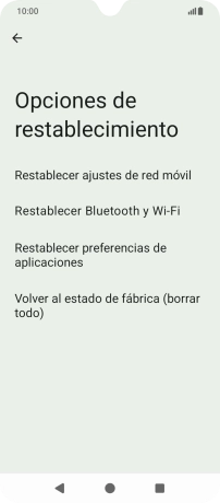 Pulsa Volver al estado de fábrica (borrar todo).