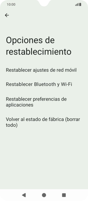 Pulsa Volver al estado de fábrica (borrar todo).