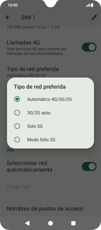 Pulsa el tipo de red deseado.