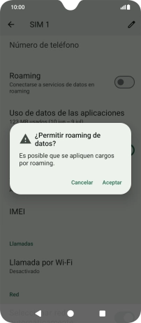 Si el roaming de datos está activado, pulsa Aceptar.