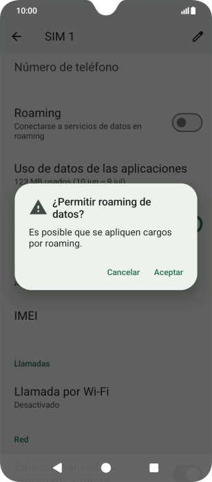 Si el roaming de datos está activado, pulsa Aceptar.