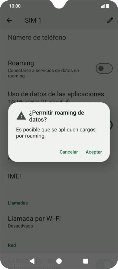 Si el roaming de datos está activado, pulsa Aceptar.