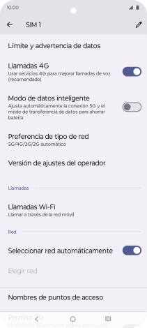 Pulsa Preferencia de tipo de red.