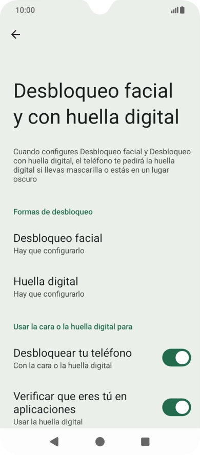 Pulsa Huella digital.