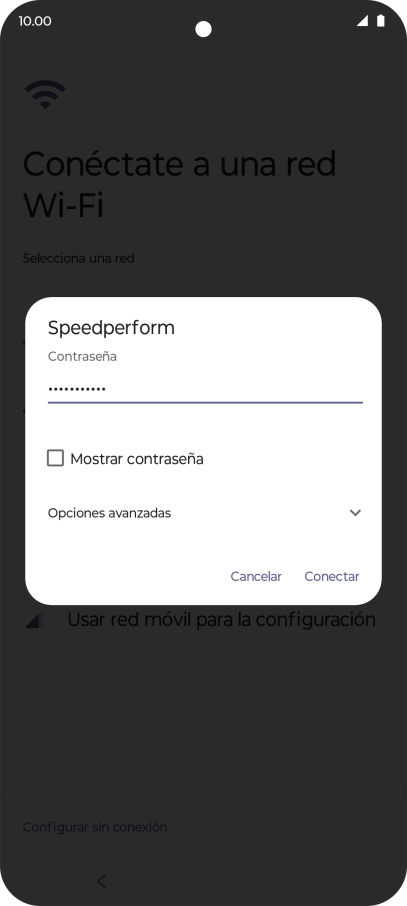 Introduce la contraseña de la red wifi y pulsa Conectar.