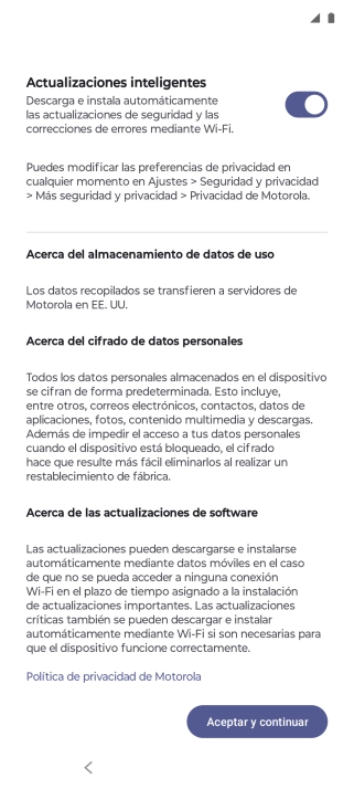 Pulsa el indicador junto a los ajustes deseados para seleccionarlos.