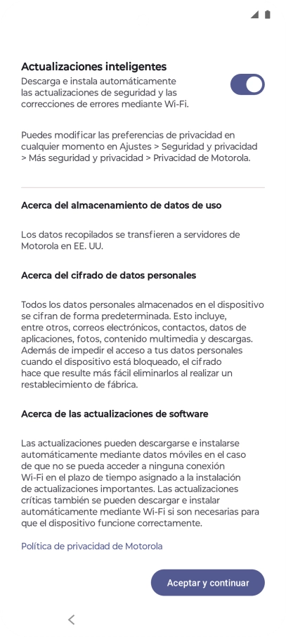 Pulsa el indicador junto a los ajustes deseados para seleccionarlos.