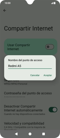 Introduce el nombre deseado de la conexión wifi y pulsa Aceptar.