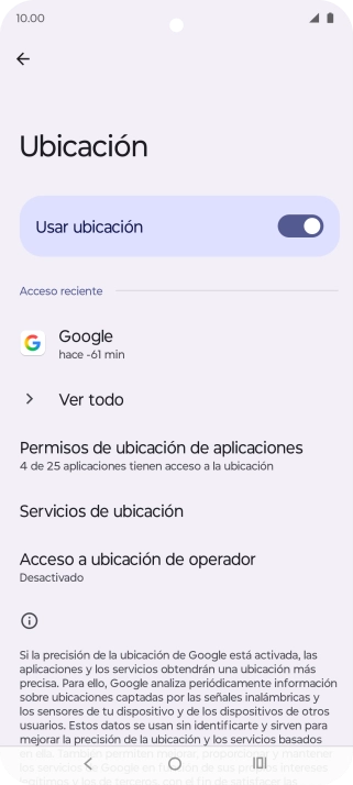 Pulsa Permisos de ubicación de aplicaciones.