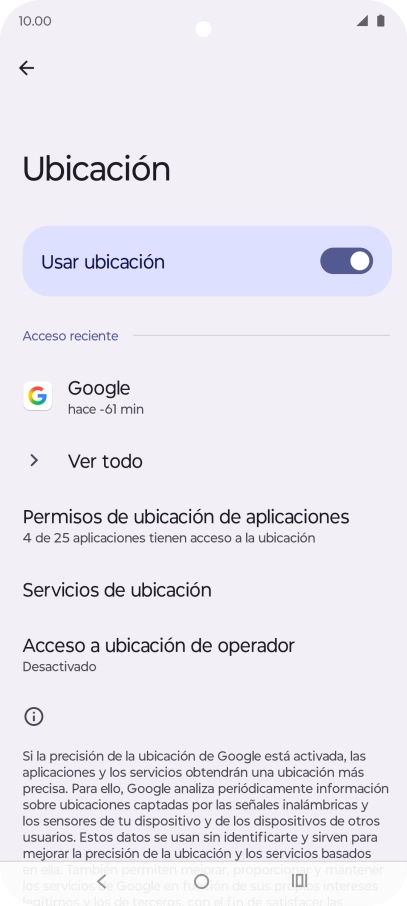 Pulsa Permisos de ubicación de aplicaciones.