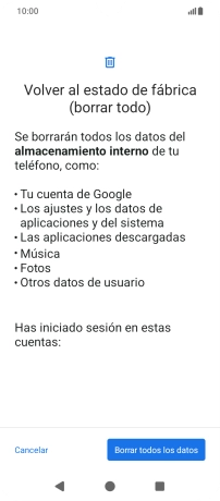 Pulsa Borrar todos los datos.