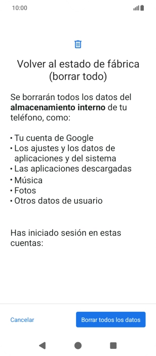 Pulsa Borrar todos los datos.