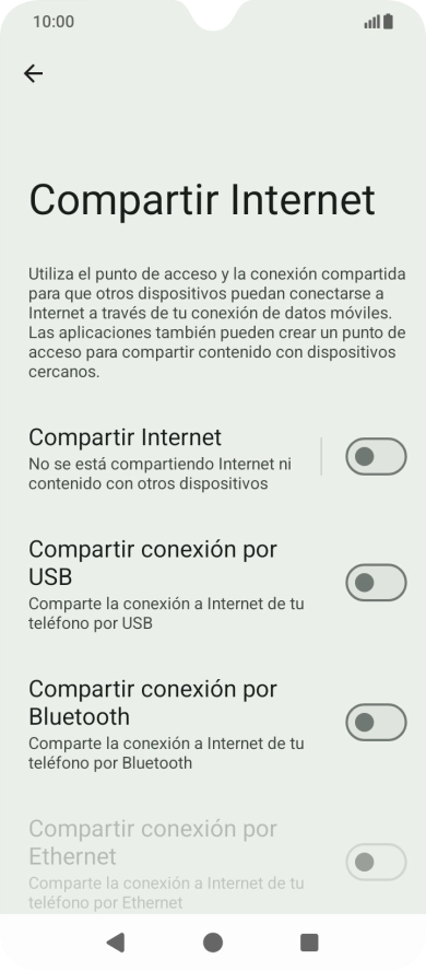 Pulsa Compartir Internet.