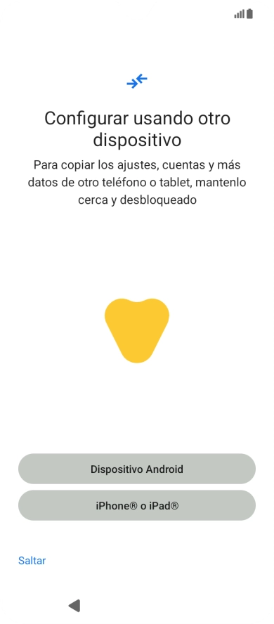 Puedes transferir el contenido de otro teléfono cuando activas tu teléfono por primera vez y cuando lo has restablecido. Cuando aparezca en la pantalla del teléfono esta imagen, ya está listo para la transmisión del contenido del otro teléfono.