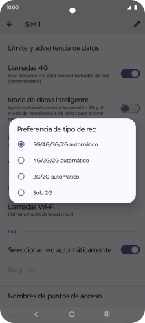 Pulsa el tipo de red deseado.
