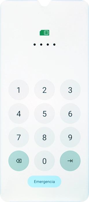 Si tu tarjeta SIM está bloqueada, introduce el código PIN y pulsa la flecha hacia la derecha.