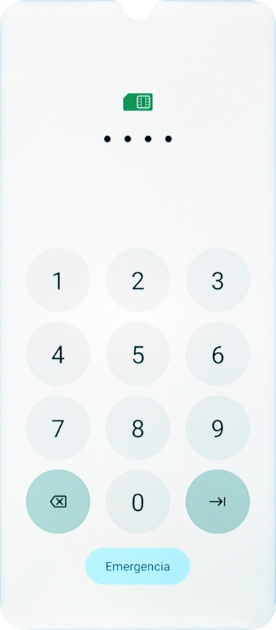 Si tu tarjeta SIM está bloqueada, introduce el código PIN y pulsa la flecha hacia la derecha.