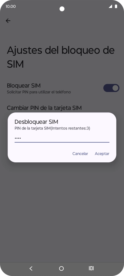 Introduce tu código PIN y pulsa Aceptar.