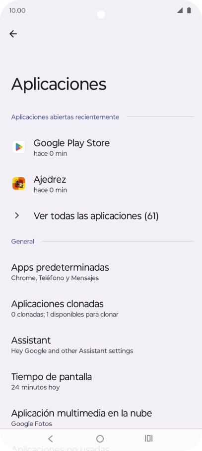 Pulsa Ver todas las aplicaciones (X).