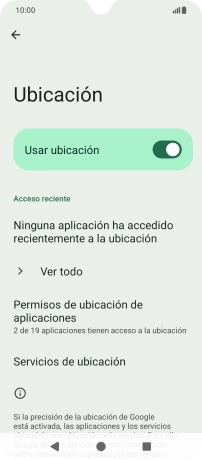 Pulsa Permisos de ubicación de aplicaciones.
