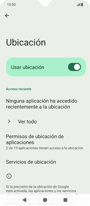 Pulsa Permisos de ubicación de aplicaciones.