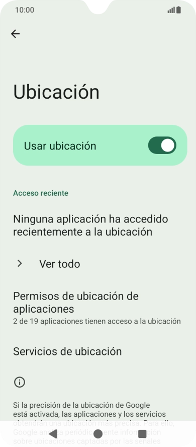 Pulsa Permisos de ubicación de aplicaciones.