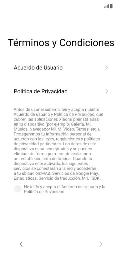Pulsa en el campo junto a los ajustes deseados para seleccionarlos.